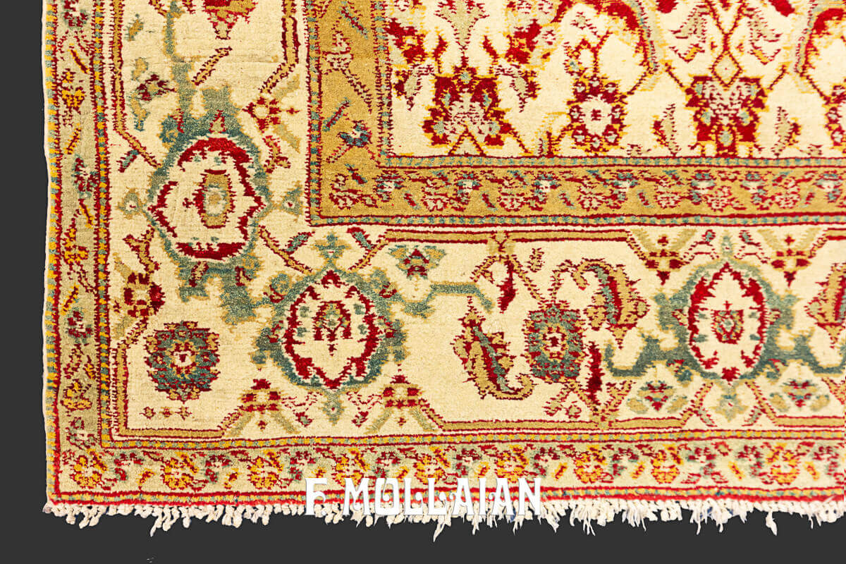 Beige Field Floral All-over Indian Agra Antique Rug n°:16893202